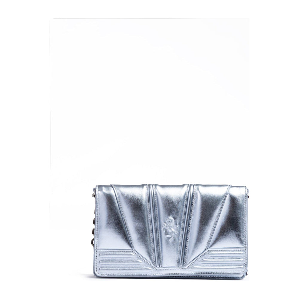 Ferrari Metal light blue GT patent leather bag with chain FE8056121179066