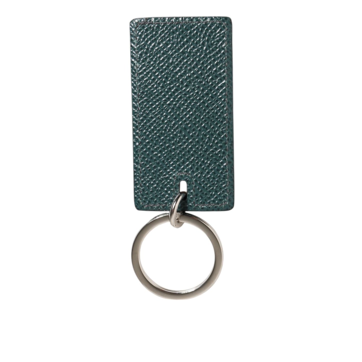 Dolce & Gabbana Army Green Leather Logo Metal Ring Men Keychain Keyring