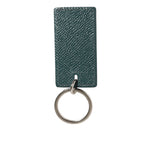 Dolce & Gabbana Army Green Leather Logo Metal Ring Men Keychain Keyring