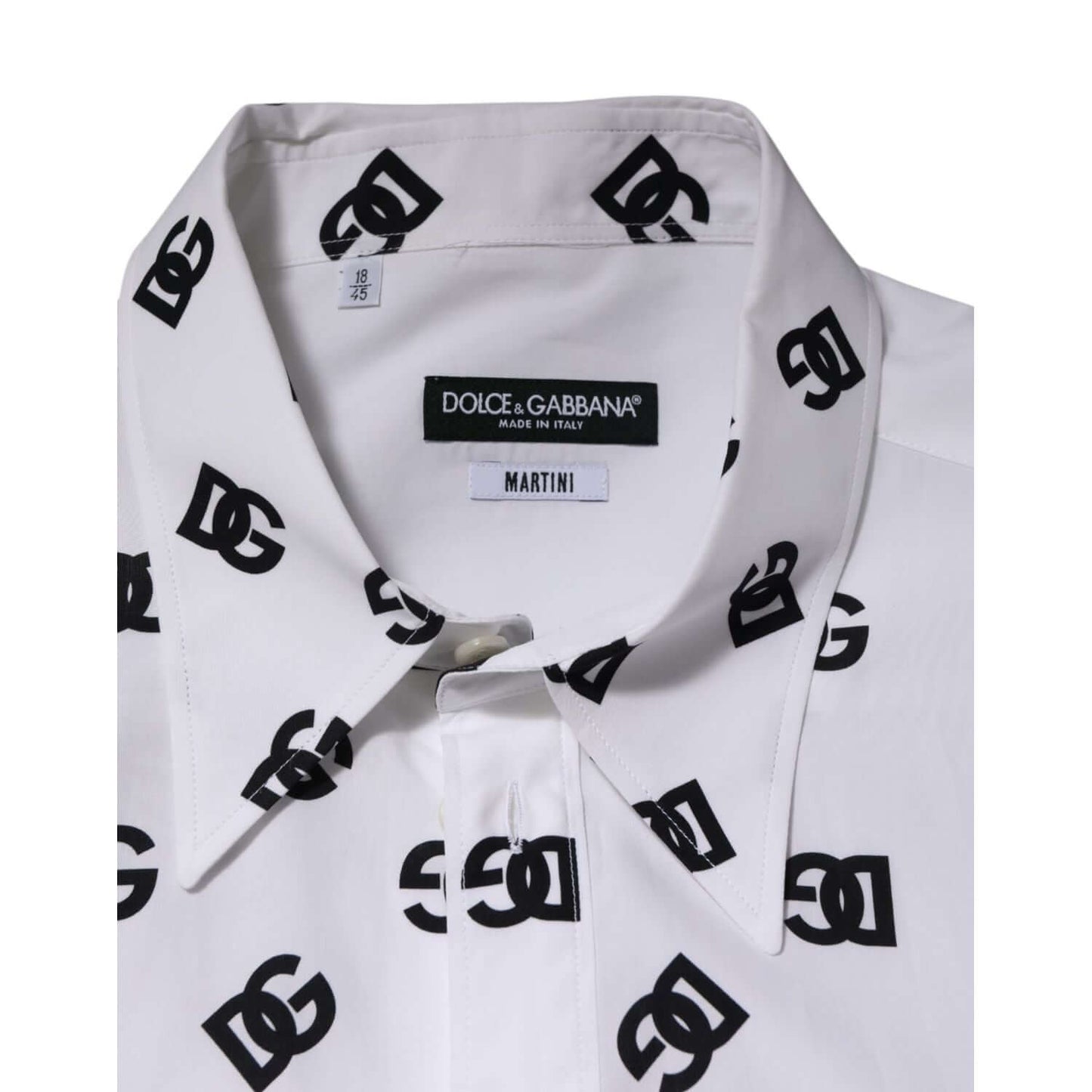 Dolce & Gabbana White Cotton Black DG Logo Long Sleeve Shirt