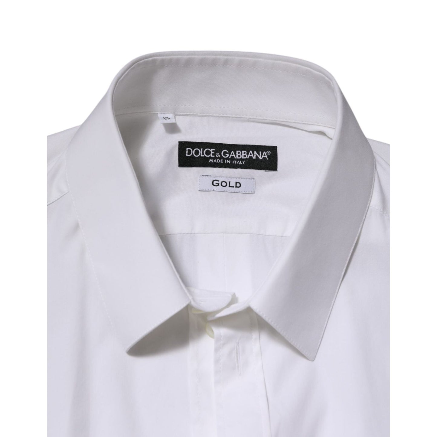 Dolce & Gabbana White Cotton GOLD Long Sleeves Formal Shirt TSH90815-43
