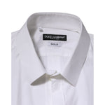 Dolce & Gabbana White Cotton GOLD Long Sleeves Formal Shirt TSH90815-43