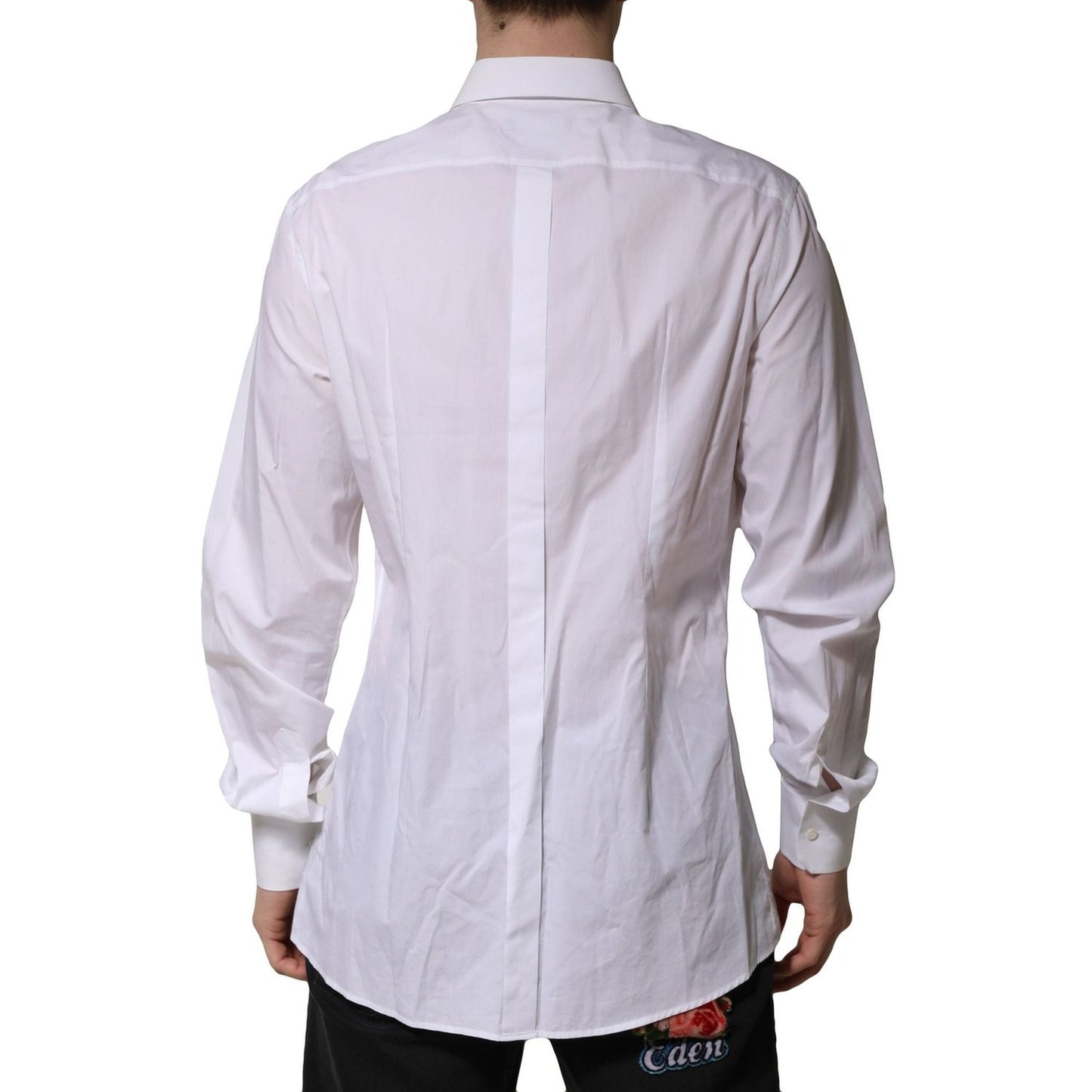 Dolce & Gabbana White Cotton Crown Collar GOLD Formal Shirt TSH91339-40