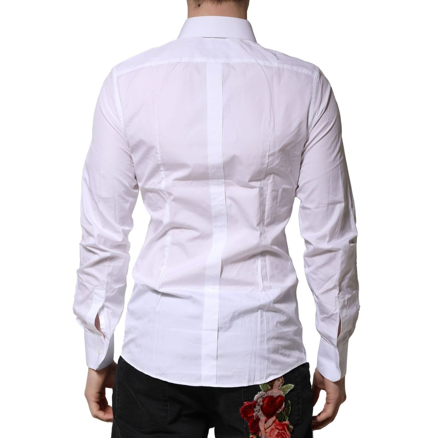 Dolce & Gabbana White Cotton GOLD Long Sleeves Formal Shirt TSH91341-39