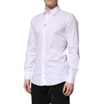 Dolce & Gabbana White Cotton GOLD Long Sleeves Formal Shirt TSH91345-39