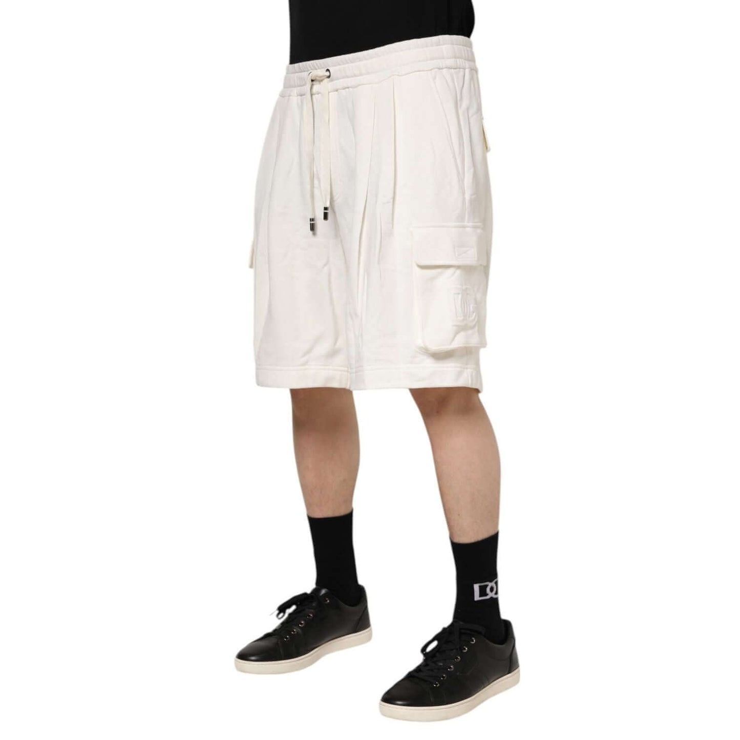 Dolce & Gabbana White Cotton Cargo Bermuda Sweatshorts Shorts PAN76654-46