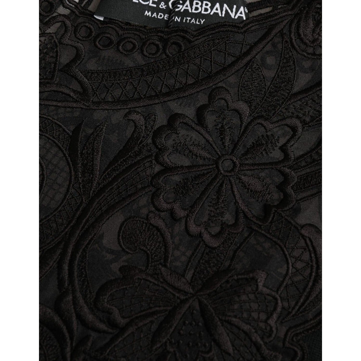 Dolce & Gabbana Black Silk Lace Trim Long Sleeves Blouse Top TSH852014-40