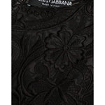 Dolce & Gabbana Black Silk Lace Trim Long Sleeves Blouse Top TSH852014-40