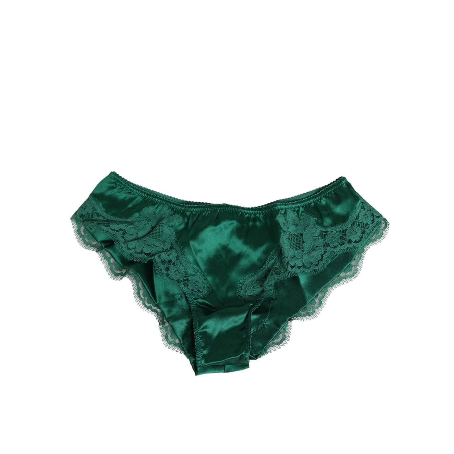 Dolce & Gabbana Green Satin Lace Briefs Women Underwear