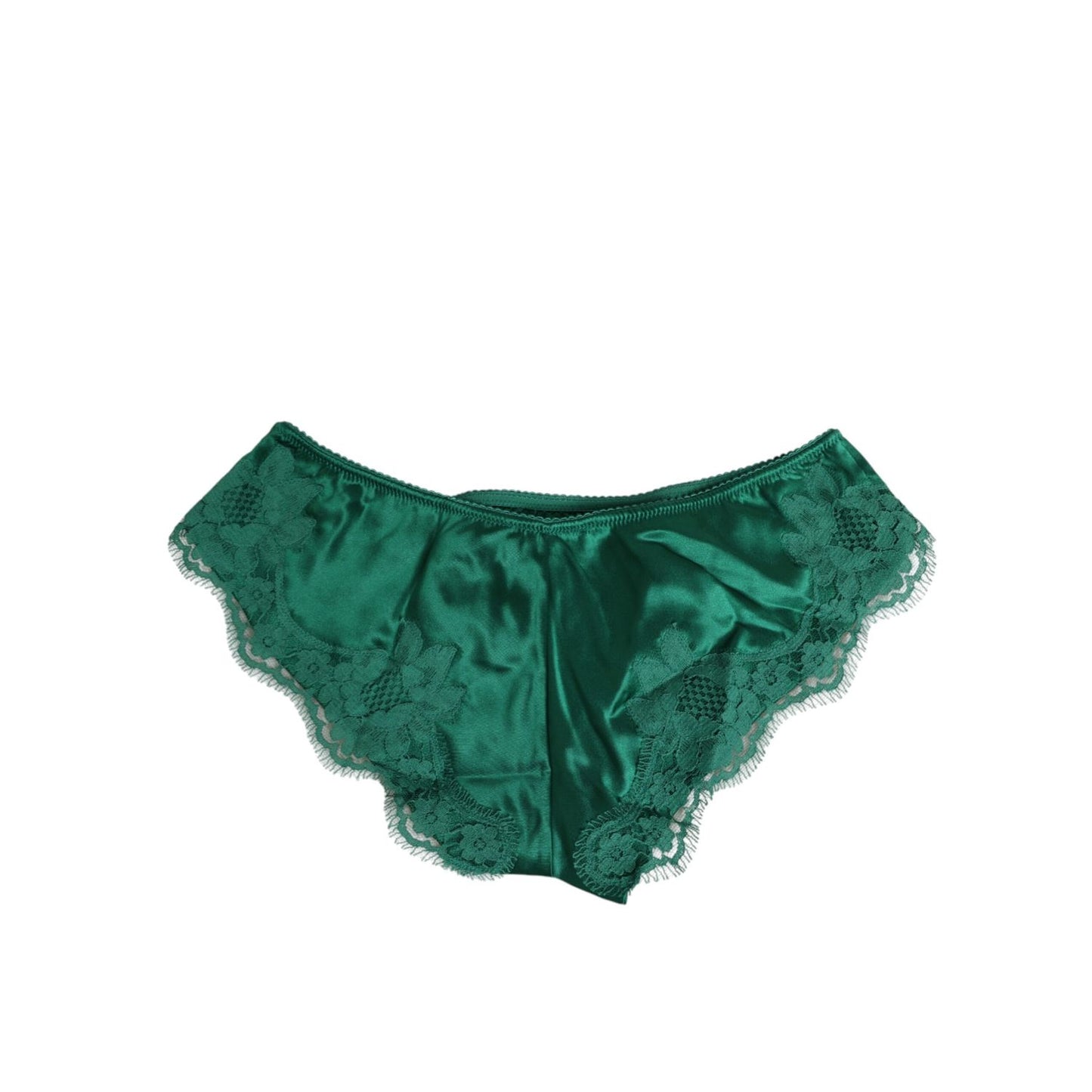 Dolce & Gabbana Green Satin Lace Briefs Women Underwear
