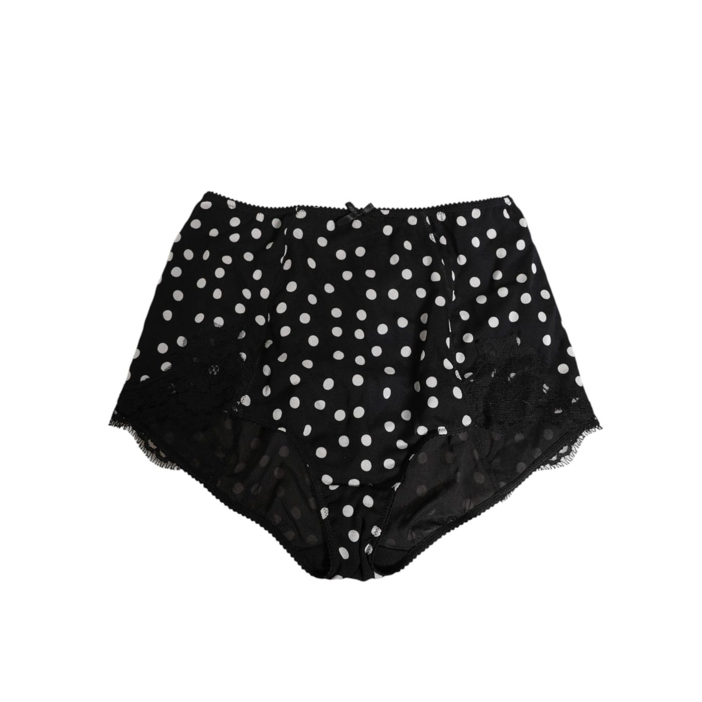 Dolce & Gabbana Black White Polka Dot Silk Slip Panty Underwear