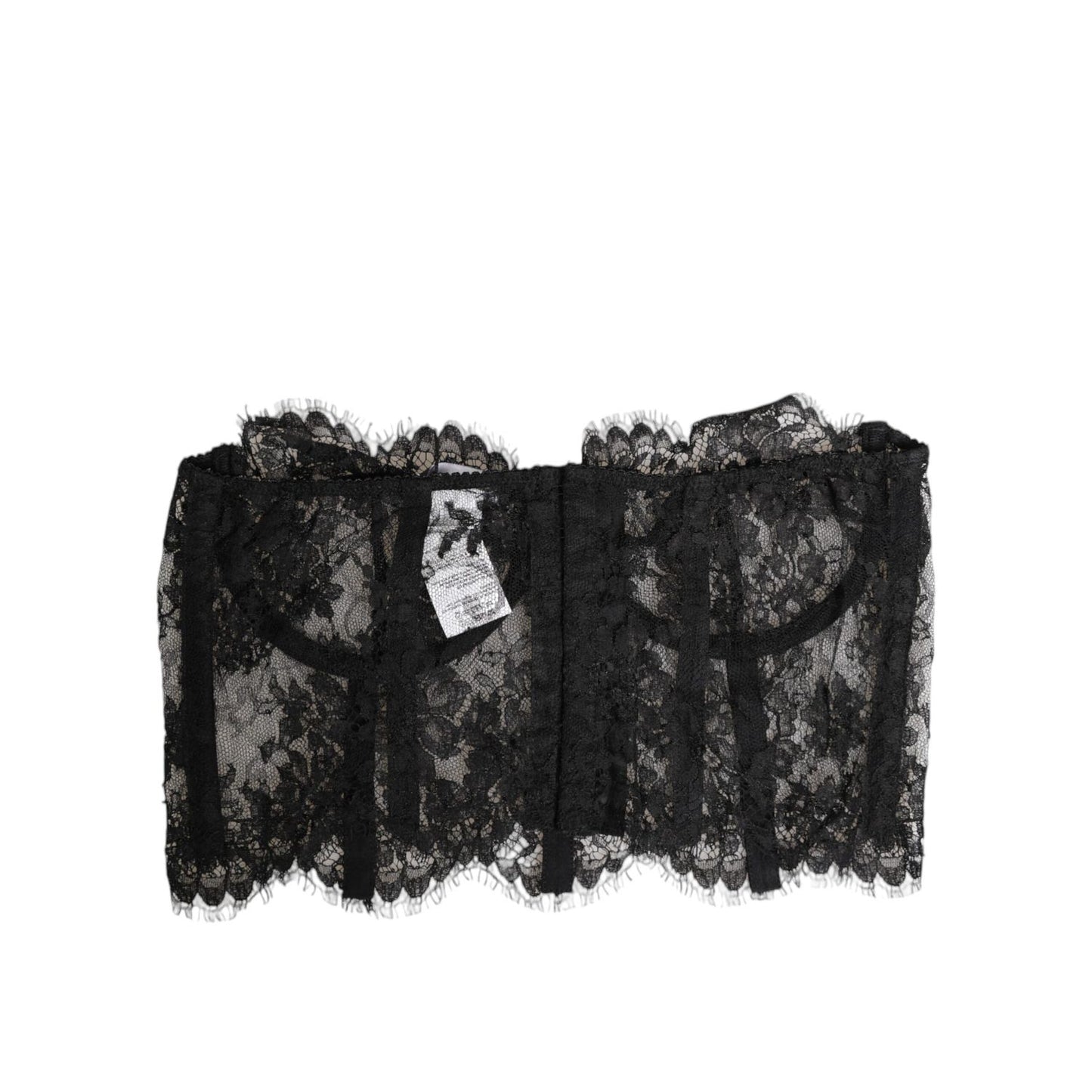 Dolce & Gabbana Black Floral Lace Bustier Bralette Top Underwear