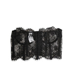 Dolce & Gabbana Black Floral Lace Bustier Bralette Top Underwear