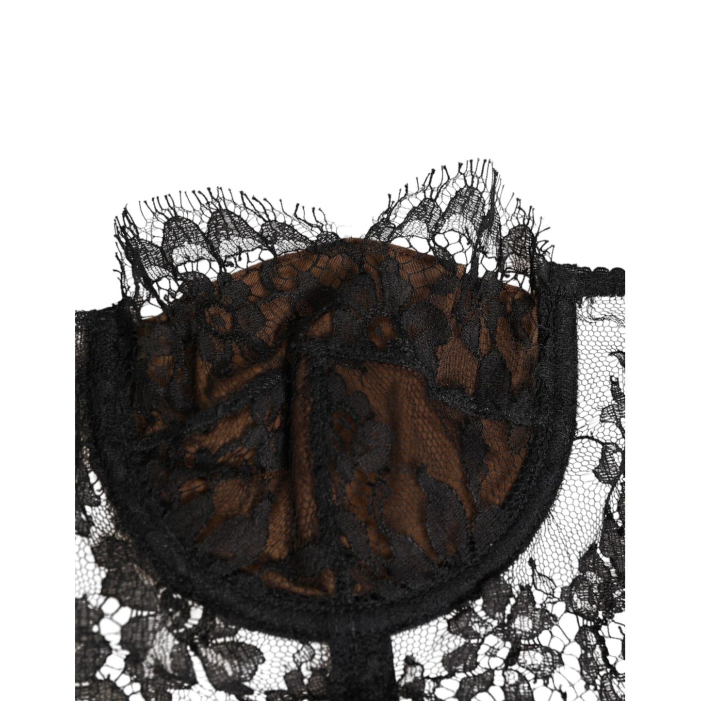 Dolce & Gabbana Black Floral Lace Strapless Bustier Underwear