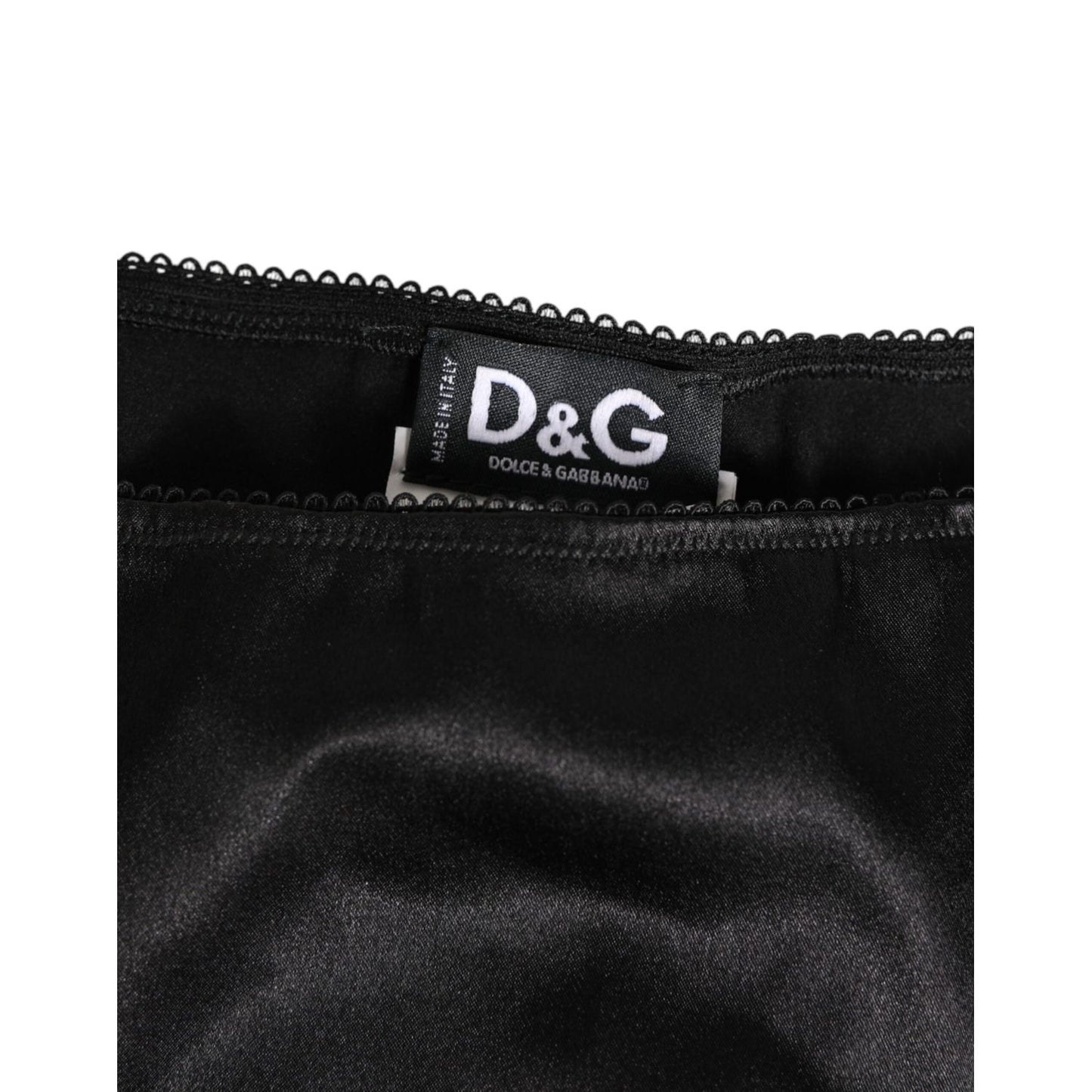 Dolce & Gabbana Black Satin Stretch Slip Brief Women Underwear