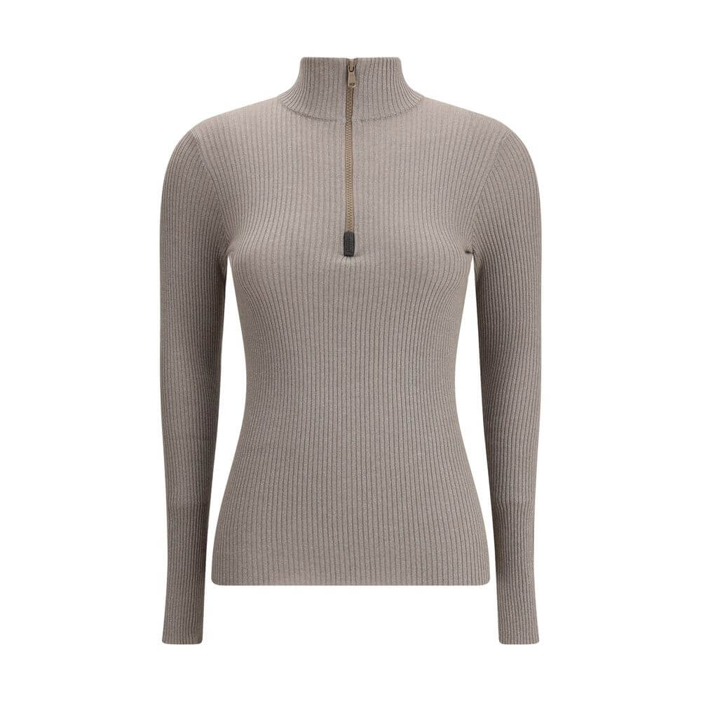 Brunello Cucinelli Zipped high neck Top