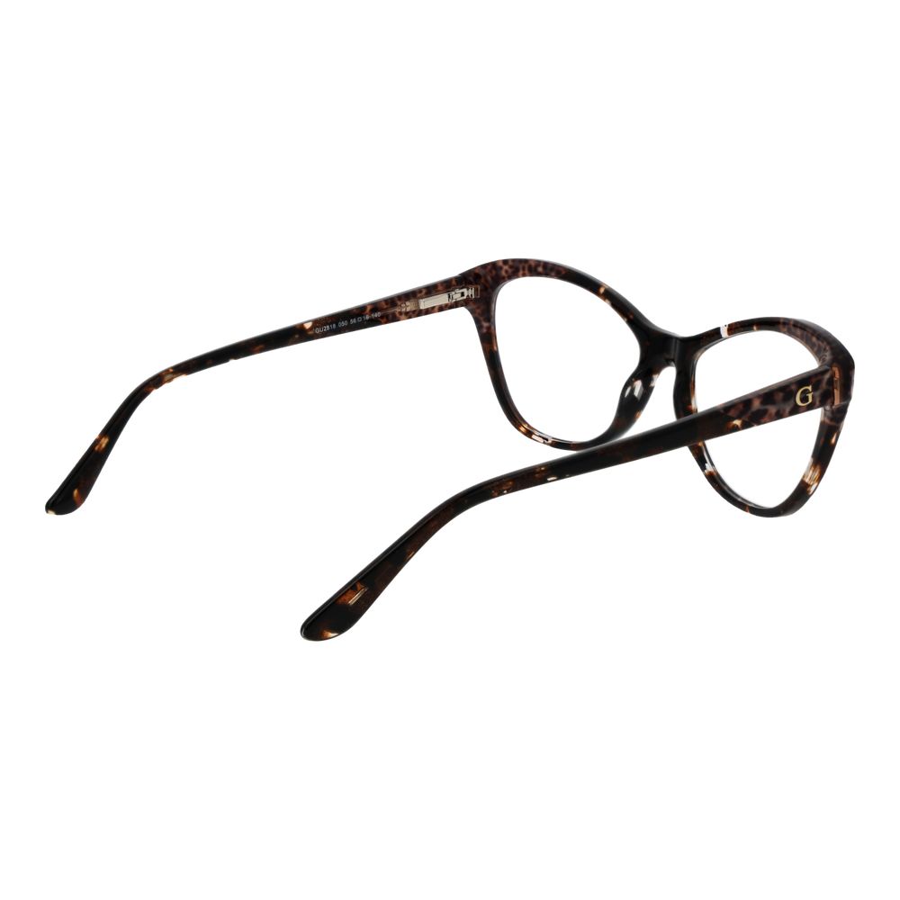 Guess Brown Acetate Glasses (Frames) in full-rim cat eye style with branded case, featuring brown acetate frame and demo lenses.