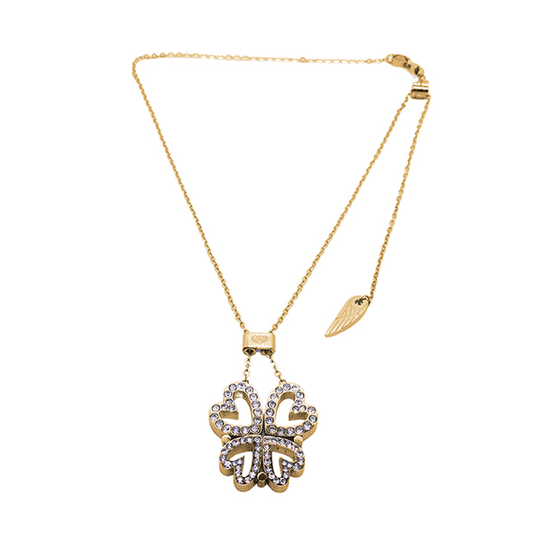 AN JEWELS JEWELRY Mod. AL.NLBUTT4GMC featuring gold necklace with clover pendant and rhinestone accents on a white background.