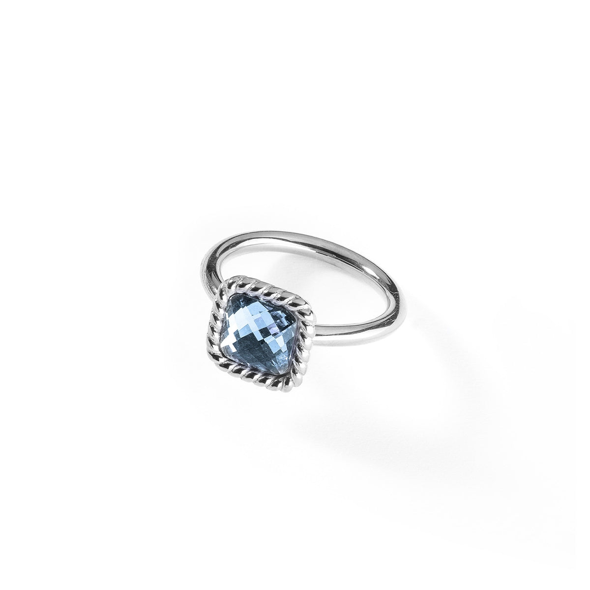AN JEWELS JEWELRY Mod. AL.RMW07SBL-8 featuring a sterling silver ring with a blue gemstone, elegant and sophisticated accessory.