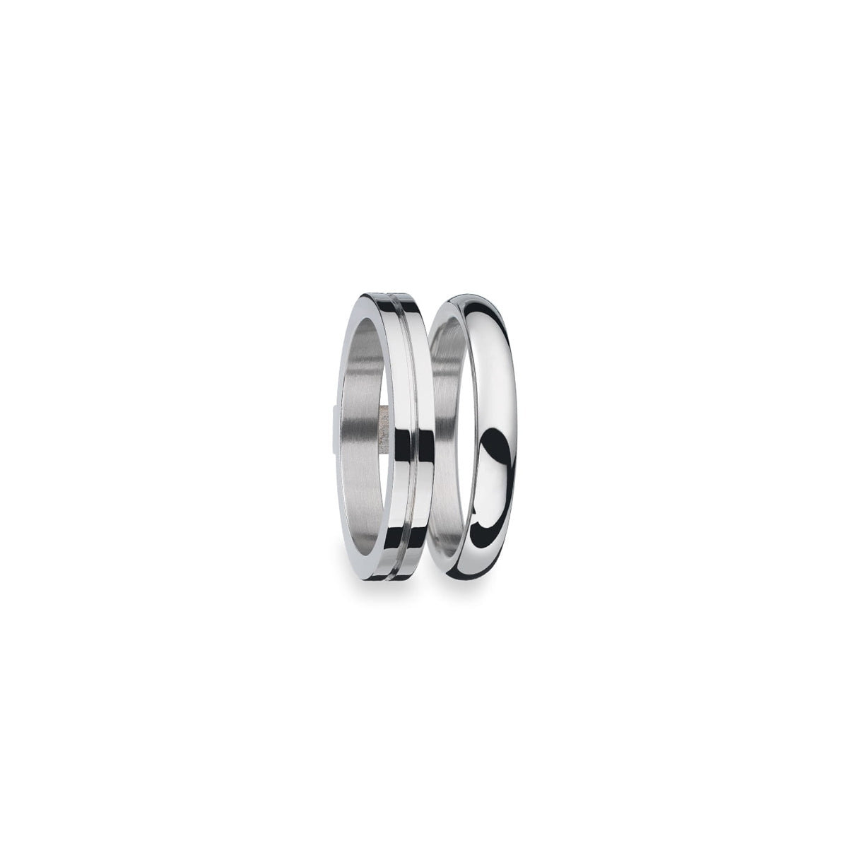 AN JEWELS JEWELRY Mod. AR.R2NS05S-8 silver rings side by side on white background