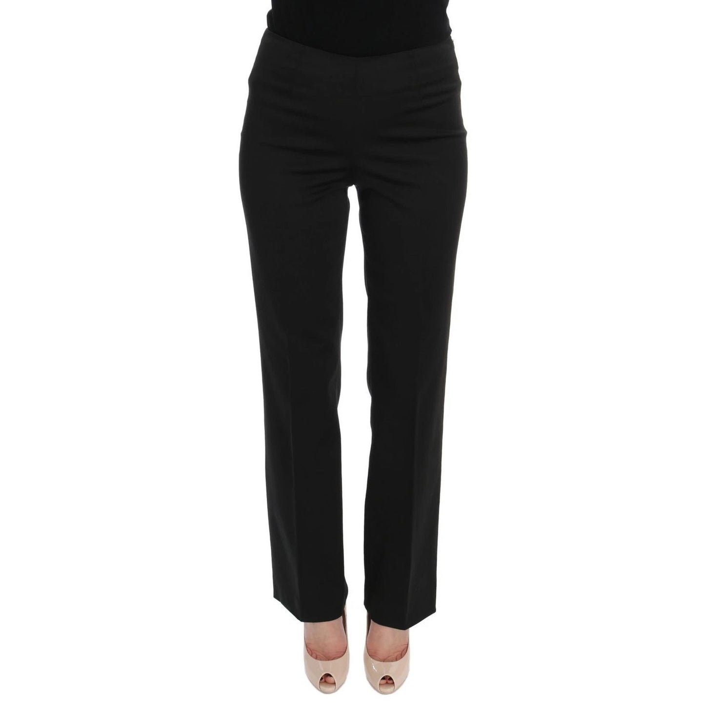 BENCIVENGA Black Stretch Straight Fit Dress Trousers Pants SIG50004-44