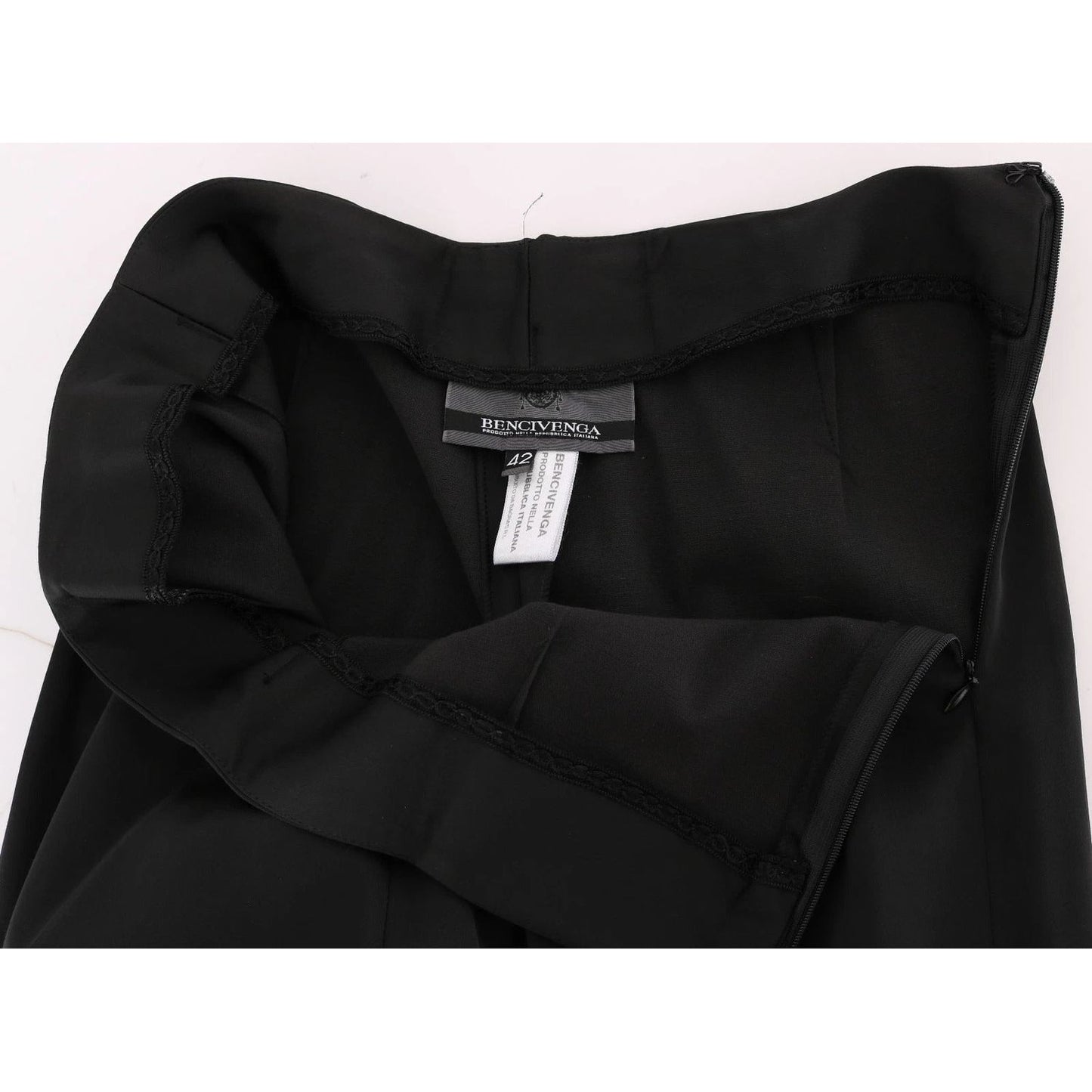 BENCIVENGA Black Stretch Straight Fit Dress Trousers Pants SIG50004-44