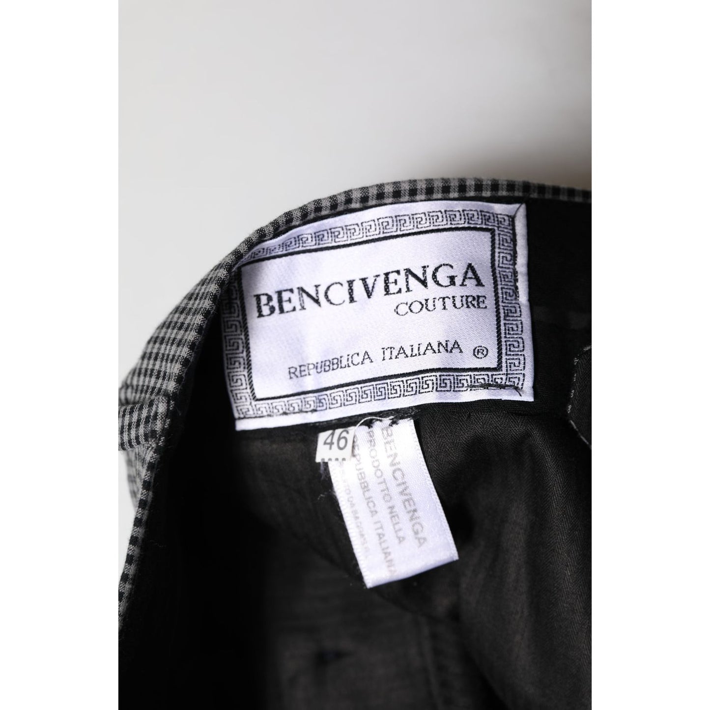 BENCIVENGA Black White Checkered Tapered Dress Pants