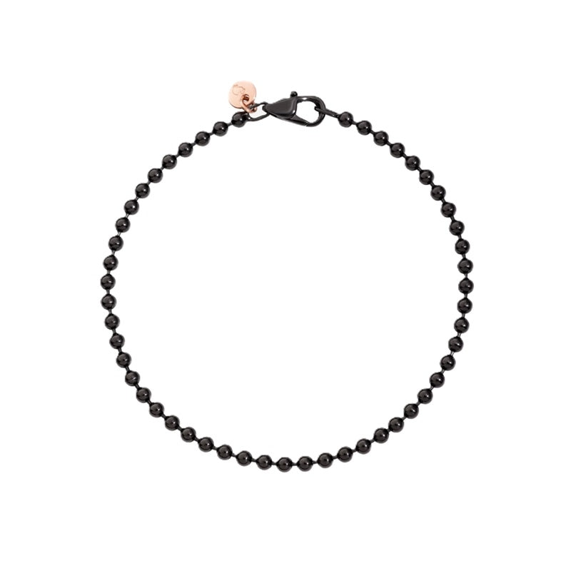 BRACCIALI DODO MOD. DBB7008EVERYPVDMXM black bead bracelet with clasp and charm.