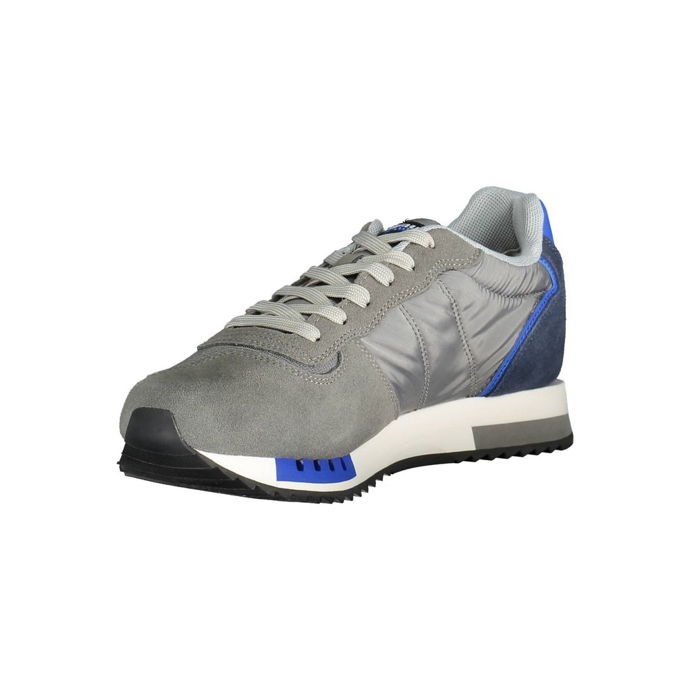 Blauer Gray Polyester Sneaker with laces, contrast details, print, and logo - sports footwear