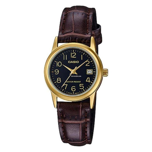 CASIO COLLECTION Mod. LADY DATE GOLD. LEATHER - BLACK WATCHES