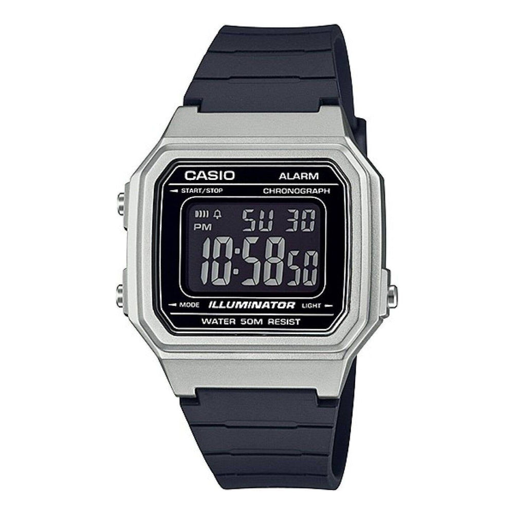 CASIO TIMELESS COLLECTION Mod. SPORT ILLUMINATOR WR 50M, ALARM, CHRONOGRAPH - SILVER - METAL SERIE Gent,READY STOCKED WATCHES,Wristwatch CASIO COLLECTION & VINTAGE W-217HM-7BVDF