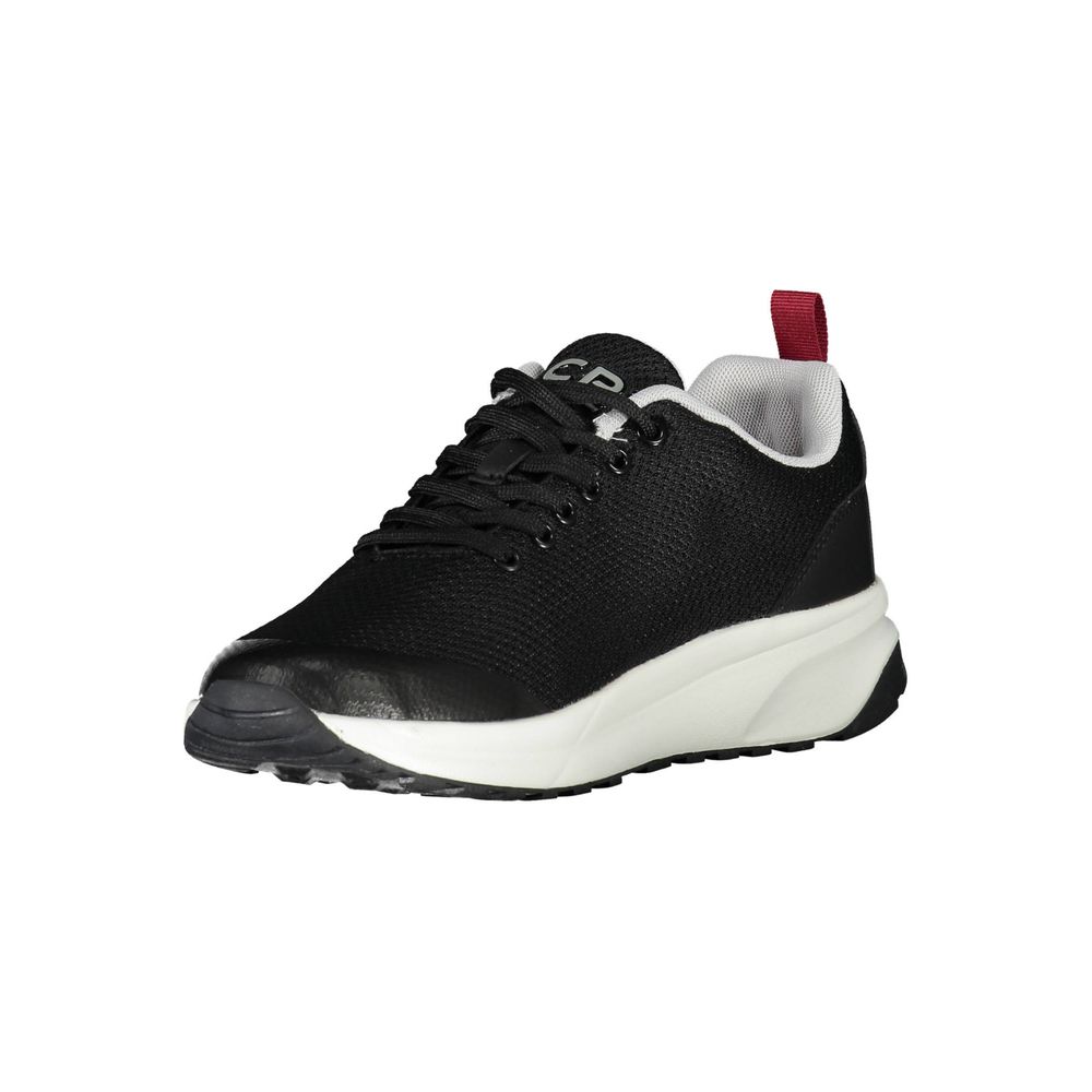 Carrera Black Polyester Sneaker featuring sports design with laces, contrasting details, and logo.