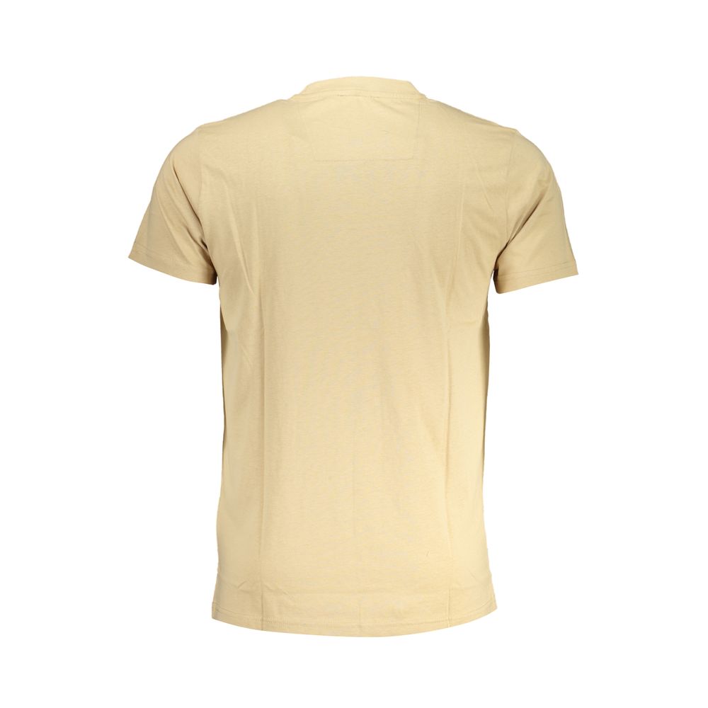 Back view of Cavalli Class Beige Cotton T-Shirt with short sleeves and crew neck.
