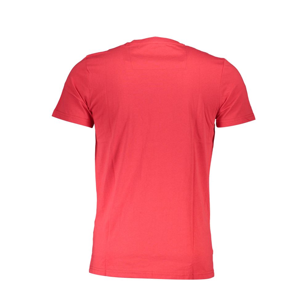 Cavalli Class Red Cotton T-Shirt, short-sleeved, crew neck, with logo print, back view.