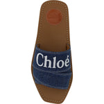 Chloé Sumptuous Cotton Woody Slide Sandals in Denim Blue 1728,67466920096,Blue,Chloé,EU37/US7,New with tags,Sandals - Women - Shoes,Women Chloé 7614027013221