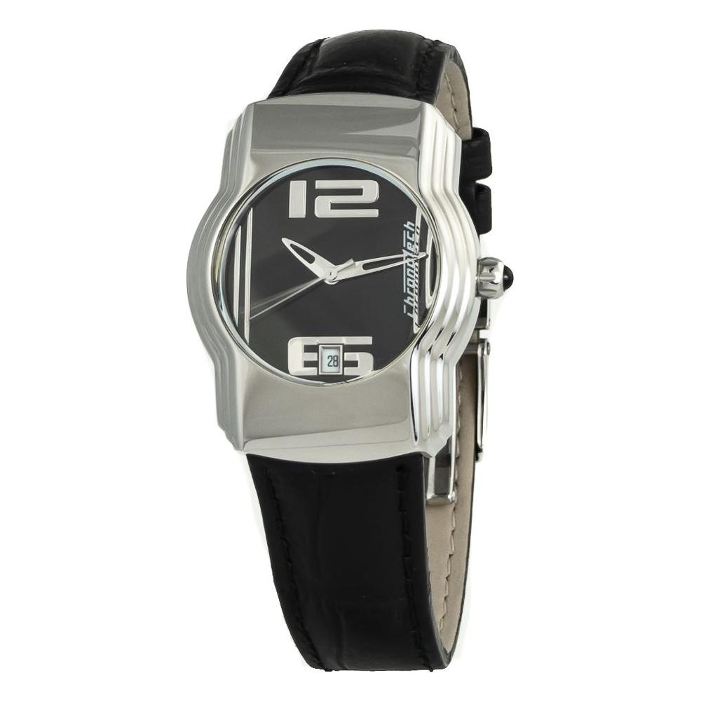 Chronotech Black Leather Watch 1728,Black,Chronotech,New with tags,Watches for Women - Watches,Women Chronotech CHCT7279B04AC