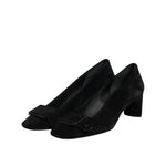 DEL CARLO Black Suede Leather Slip On High Heels Pump Shoes LA12589-40