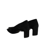 DEL CARLO Black Suede Leather Slip On High Heels Pump Shoes LA12589-40