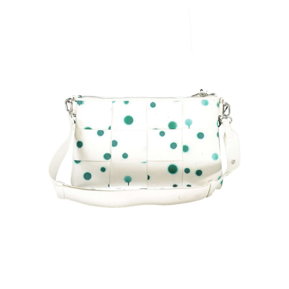 Desigual White Polyethylene Handbag with polka dots, 1 handle, removable chain shoulder strap, adjustable strap, multiple compartments.