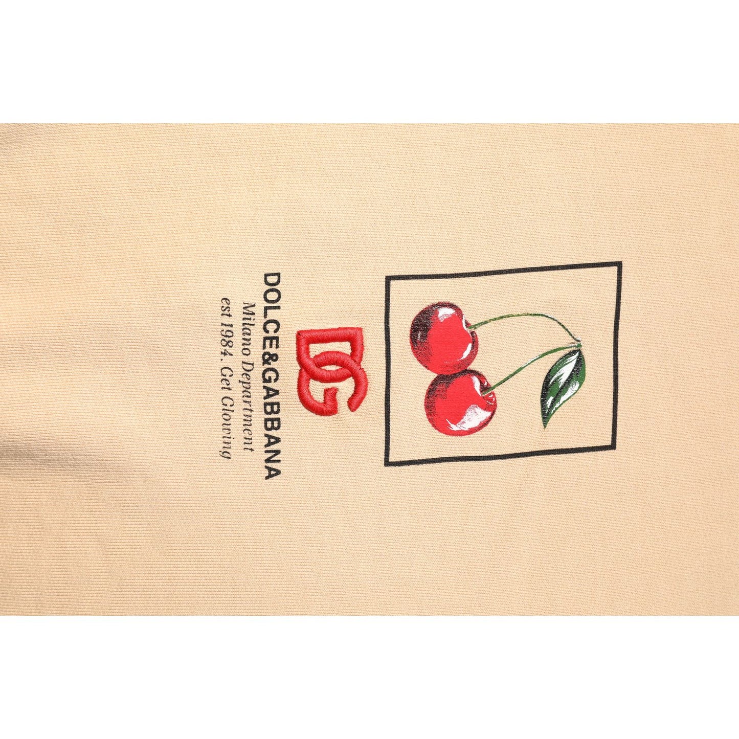 Dolce & Gabbana Beige Cherry Print Crew Neck Pullover Sweater TSH90300-54