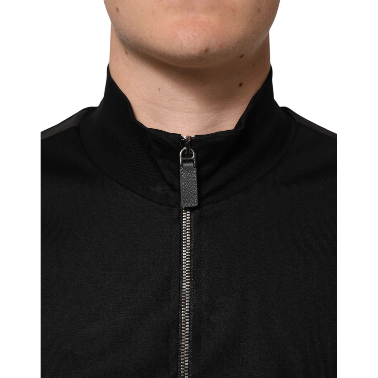 Dolce & Gabbana Black Cotton Logo Full Zip Men Bomber Jacket TSH90779-52