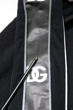 Dolce & Gabbana Black Cotton Logo Hooded Sweatshirt Sweater