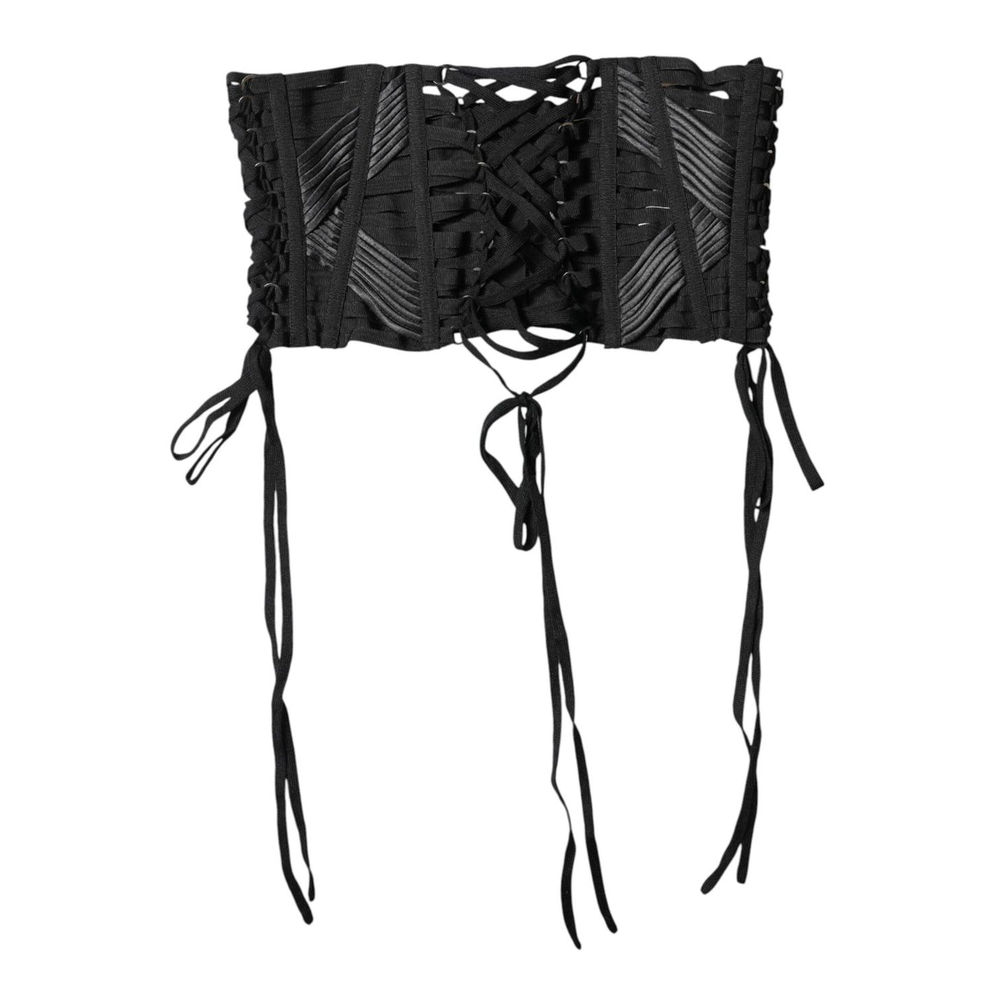 Dolce & Gabbana Black Cotton Waist LaceUp Strap Corset Belt TSH86726-42