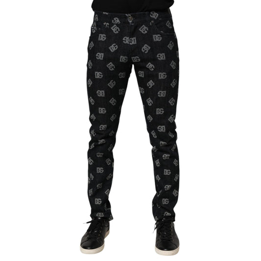 Dolce & Gabbana Black DG Monogram Cotton Skinny Denim Jeans