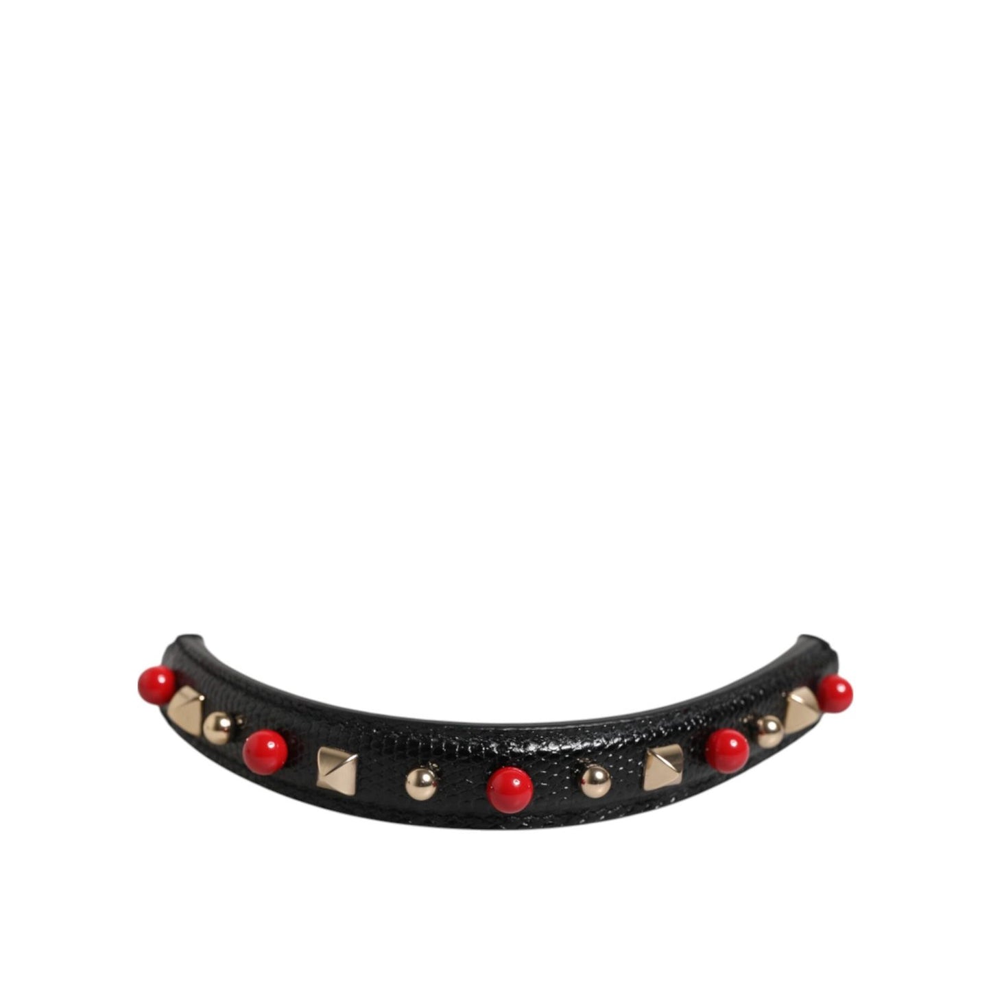 Dolce & Gabbana Black Embellished Leather Bag Handle Women Shoulder Strap SMY11164