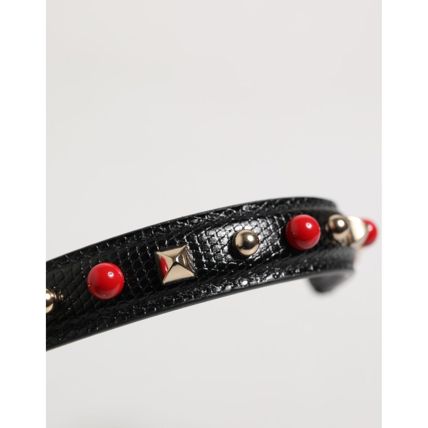 Dolce & Gabbana Black Embellished Leather Bag Handle Women Shoulder Strap SMY11164