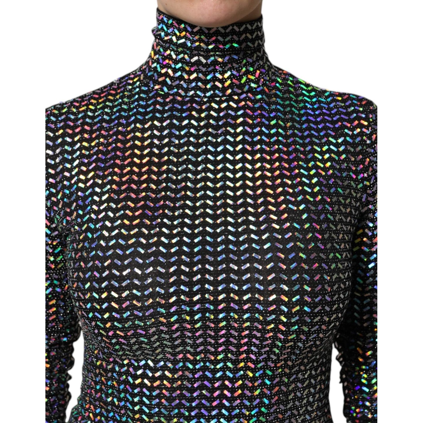 Dolce & Gabbana Black Embellished Nylon Bodycon Mini Dress DR81687-36