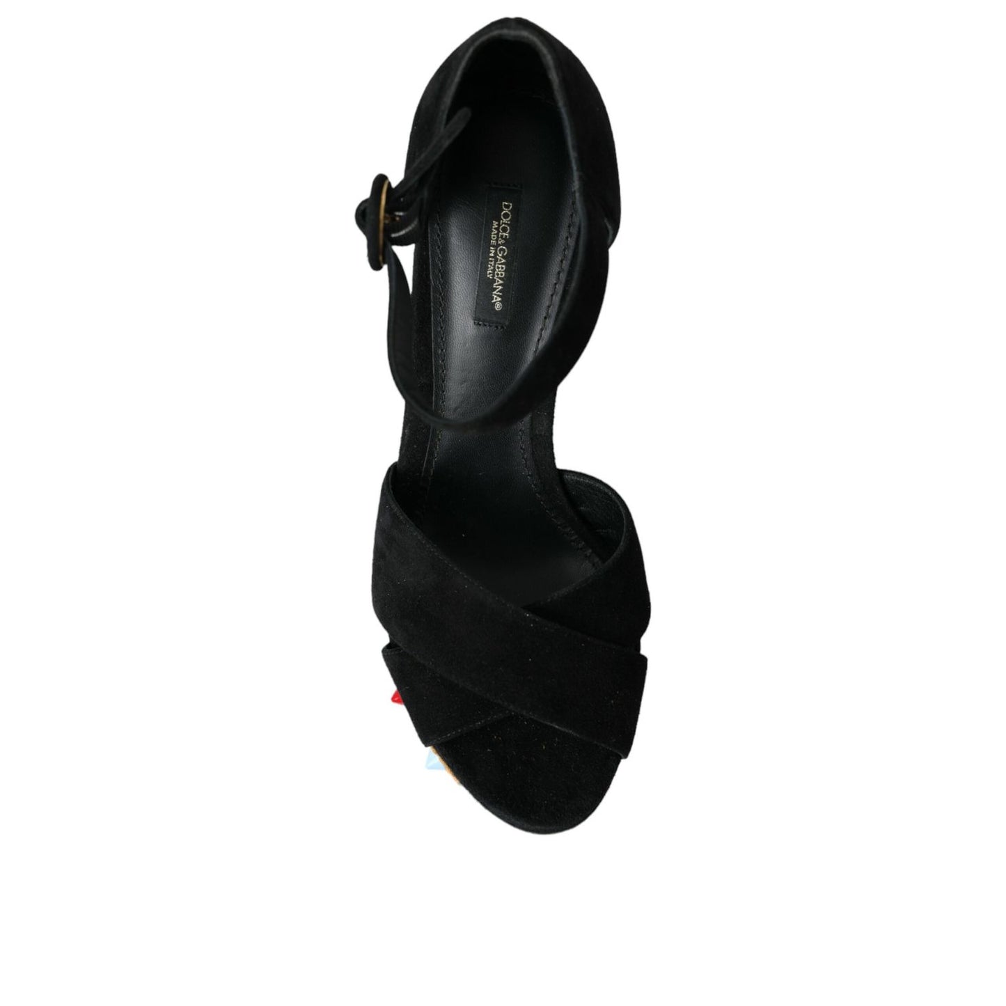 Dolce & Gabbana Black Floral Ankle Strap Heels Sandals Shoes LA10924-39