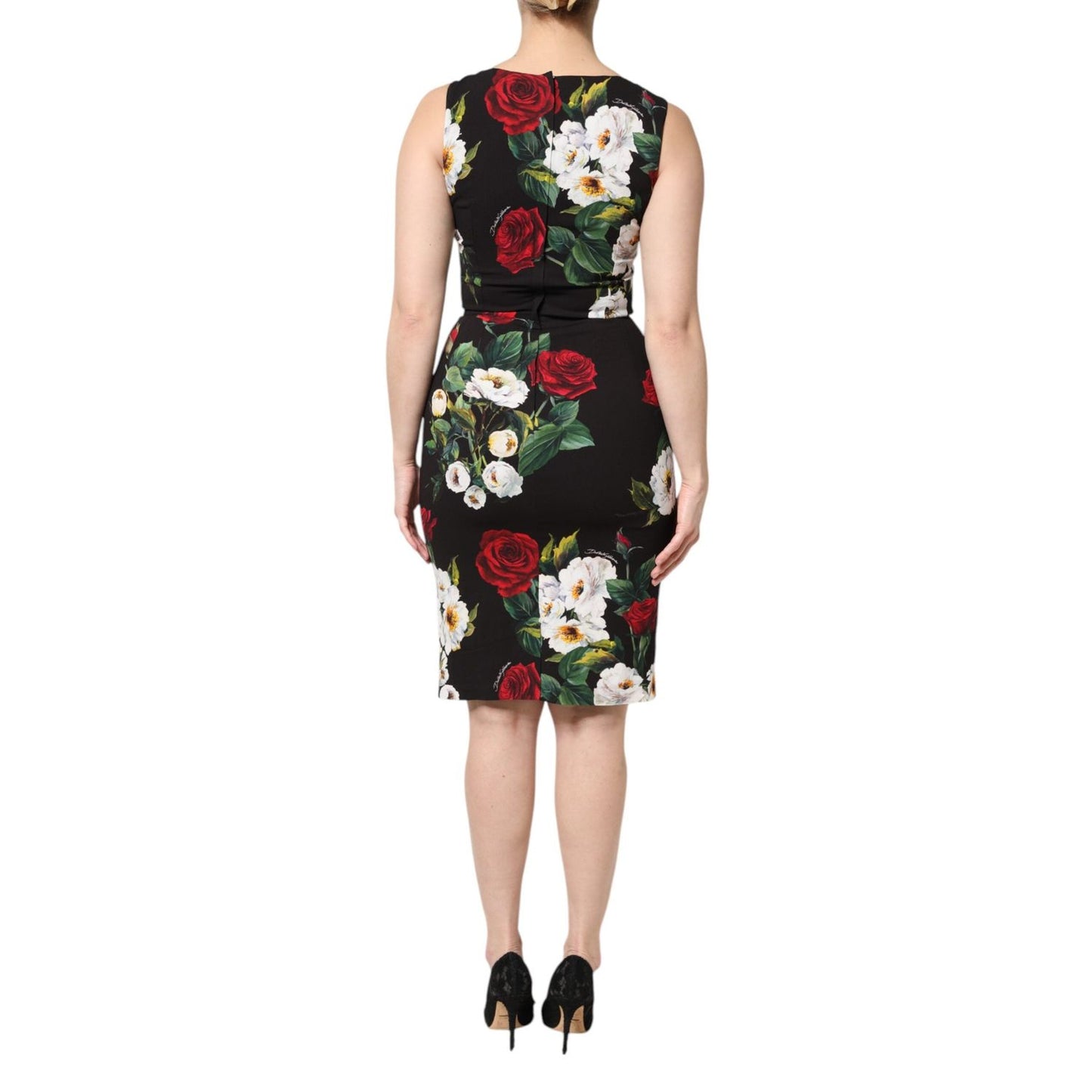 Dolce & Gabbana Black Floral Print Sleeveless Sheath Dress DR81504-40