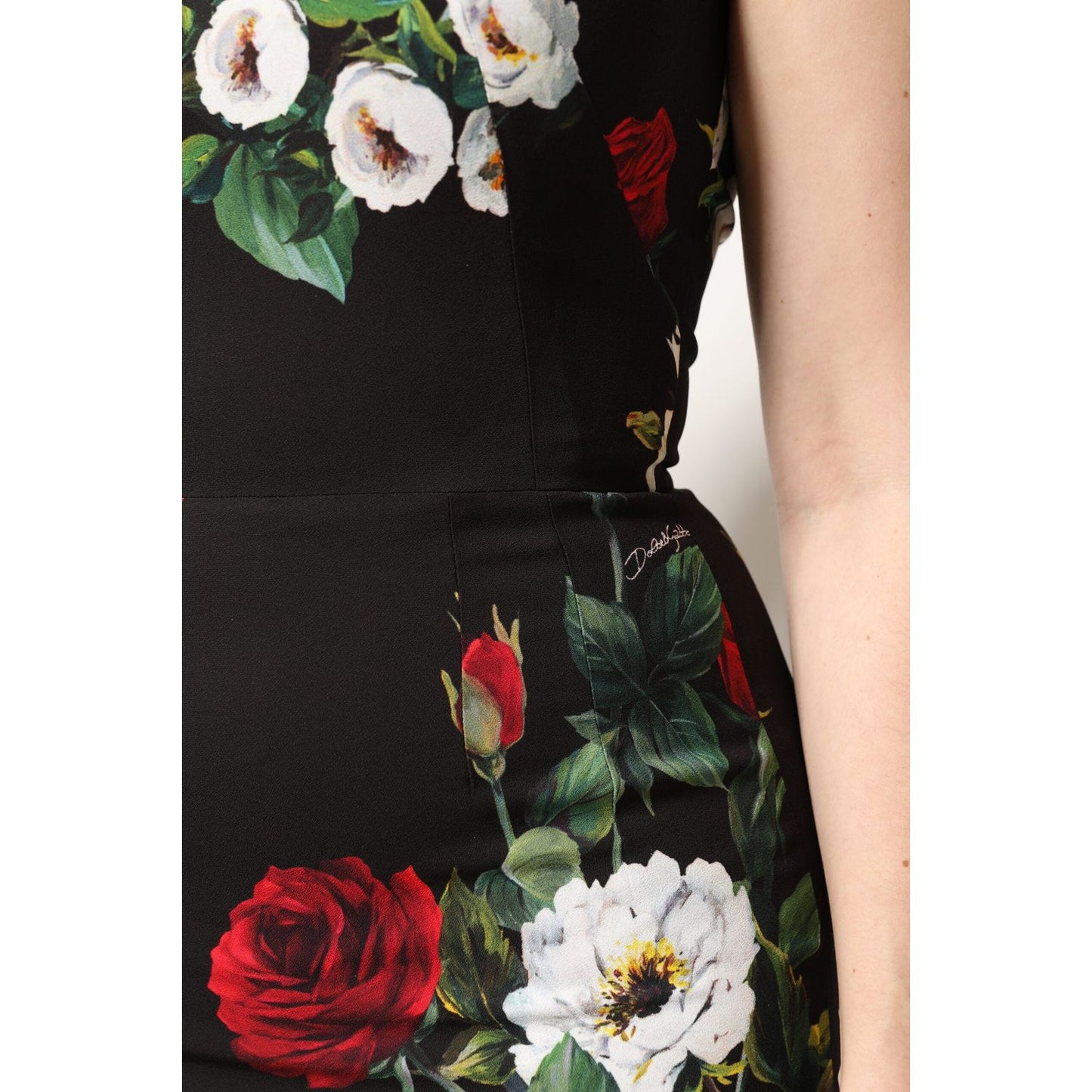Dolce & Gabbana Black Floral Print Sleeveless Sheath Dress DR81504-40
